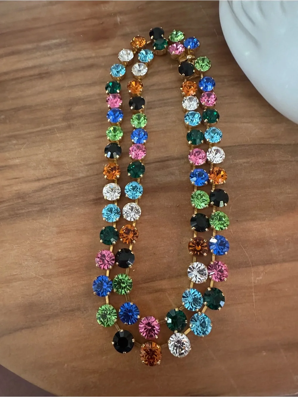 Swarovski Multicolor Crystal Tennis Necklace in Gold 15” or open 30”